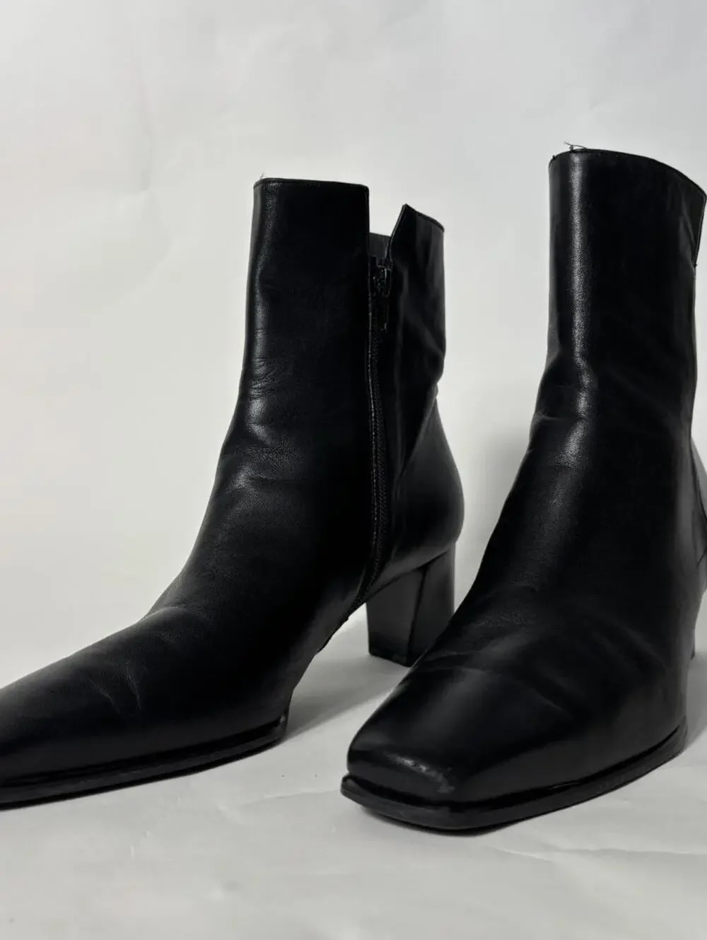 Vintage Stuart Weitzman Black Leather Ankle Boots Made in Spain Size 8.5